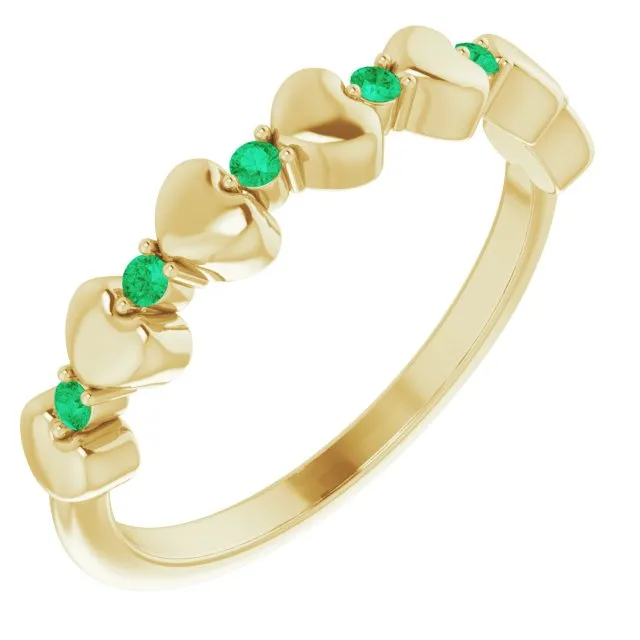 TreasureFineJeweler Rings 14K Yellow Natural Emerald Heart Stackable Ring TreasureFineJeweler Rings 14K Yellow Natural Emerald Heart Stackable Ring