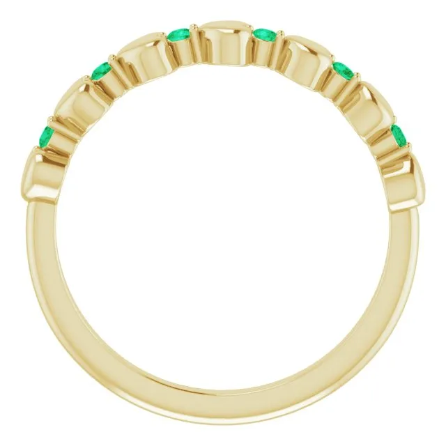 TreasureFineJeweler Rings 14K Yellow Natural Emerald Heart Stackable Ring