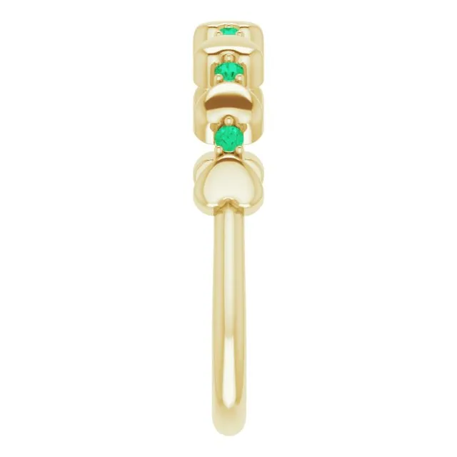 TreasureFineJeweler Rings 14K Yellow Natural Emerald Heart Stackable Ring