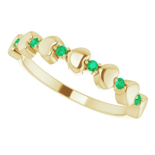 TreasureFineJeweler Rings 14K Yellow Natural Emerald Heart Stackable Ring