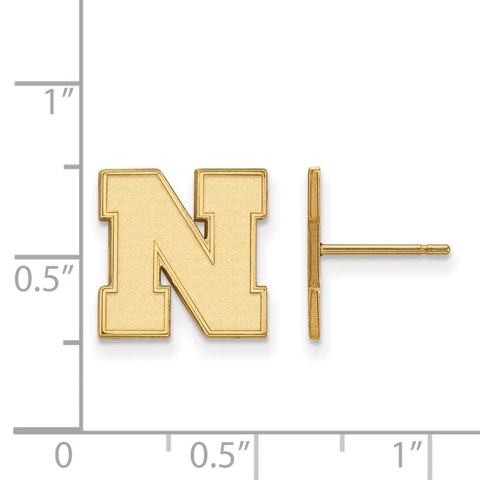 TreasureFineJewelers 10k Gold University of Nebraska Letter N Small Post Earrings Earrings