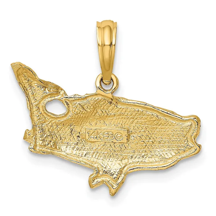 TreasureFineJewelers 14K 2D Bass Fish w Tail Up Charm Charm Necklaces