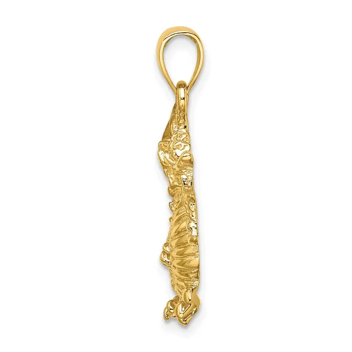 TreasureFineJewelers 14K 2D Textured Dragon Charm Charm Necklaces