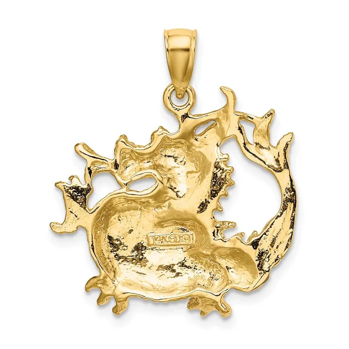 TreasureFineJewelers 14K 2D Textured Dragon Charm Charm Necklaces