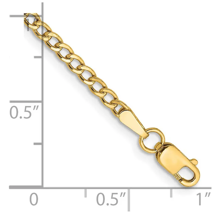 TreasureFineJewelers 14K 7 inch 25mm SemiSolid Curb with Lobster Clasp Bracelet Bracelets
