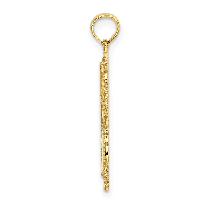 TreasureFineJewelers 14K Cross w Filigree Lace Trim Charm Charm Necklaces