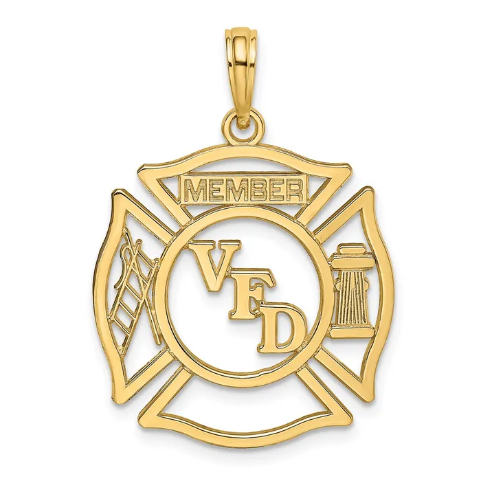 TreasureFineJewelers 14k VFD Member Shield Charm Charm Necklaces