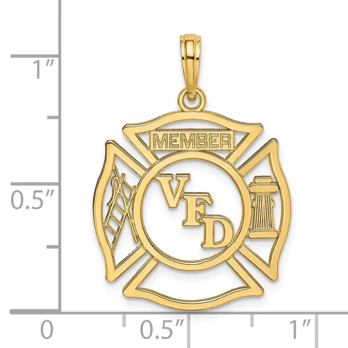 TreasureFineJewelers 14k VFD Member Shield Charm Charm Necklaces