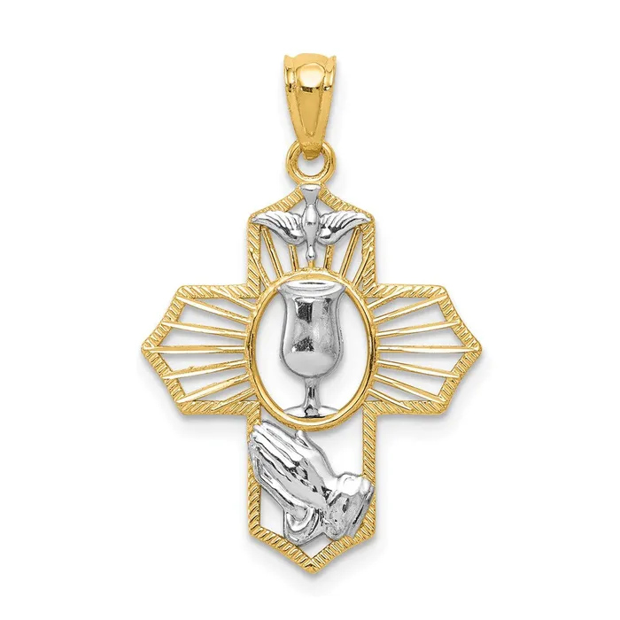 TreasureFineJewelers 14k wRhodium Cross Pendant Necklaces