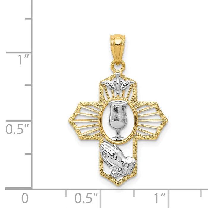 TreasureFineJewelers 14k wRhodium Cross Pendant Necklaces