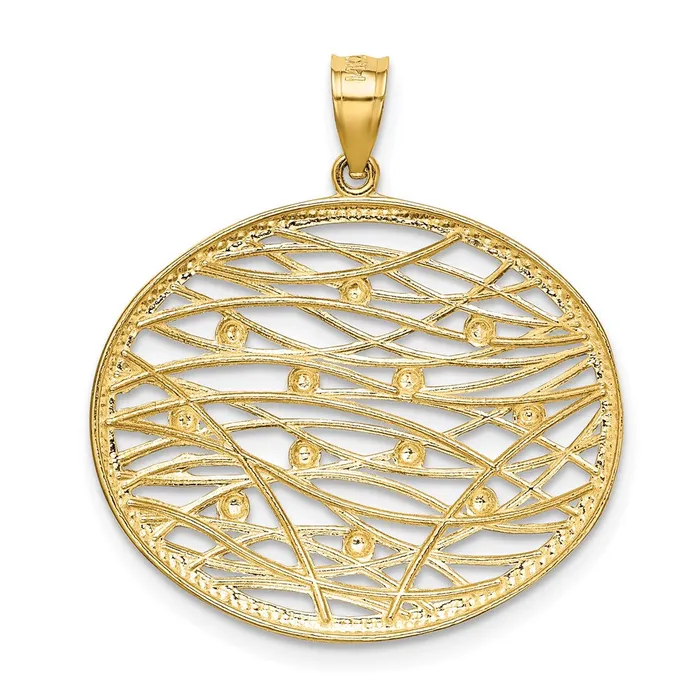 TreasureFineJewelers 14K wRhodium DC Oval CutOut Charm Charm Necklaces