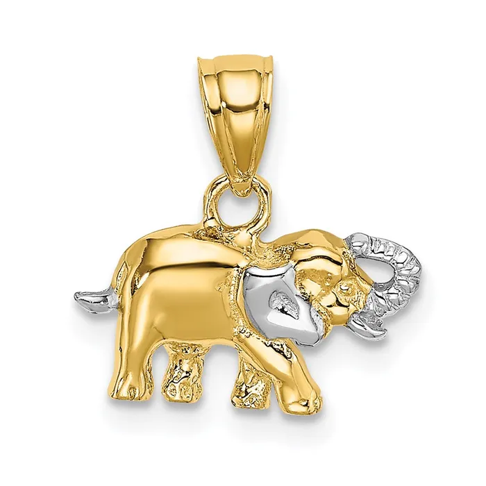 TreasureFineJewelers 14k w Rhodium Small Elephant Charm Charm Necklaces