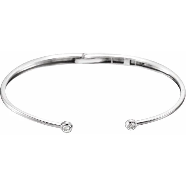 TreasureFineJewelers 14K White 16 CTW Diamond Hinged Cuff Bracelet Bracelets