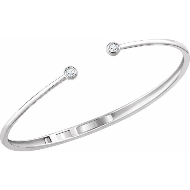 TreasureFineJewelers 14K White 16 CTW Diamond Hinged Cuff Bracelet Bracelets