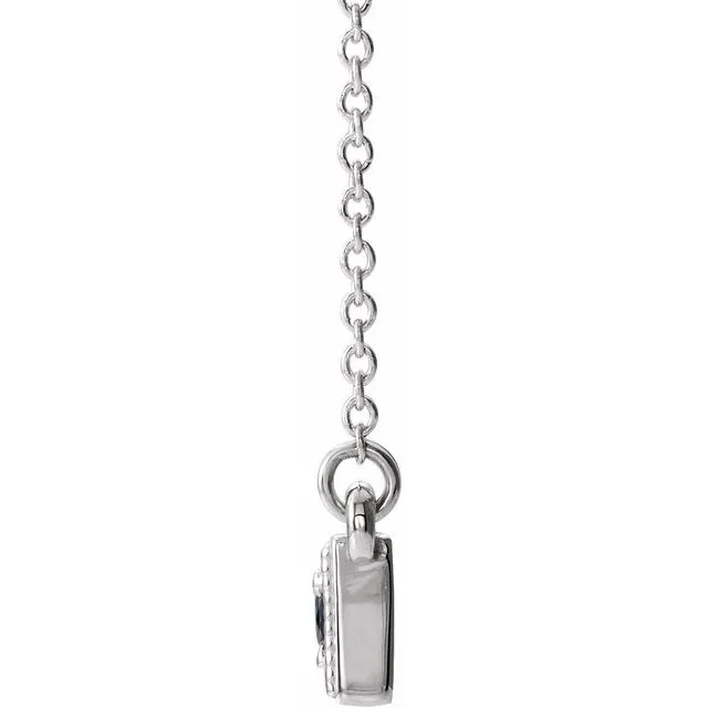 TreasureFineJewelers 14K White Blue Sapphire ThreeStone Granulated Bar 1618 Necklace Necklaces