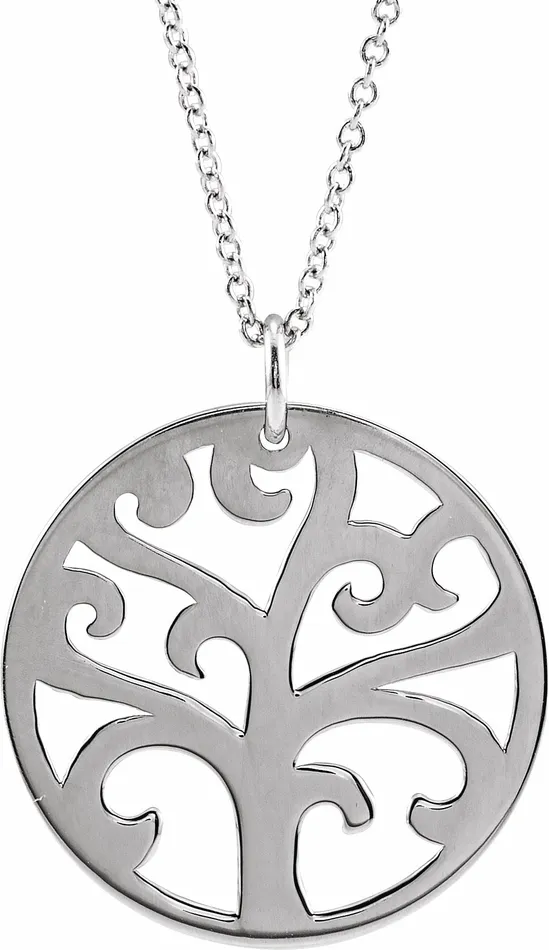 TreasureFineJewelers 14K White Gold 20 mm Tree 1618 Necklace Necklaces