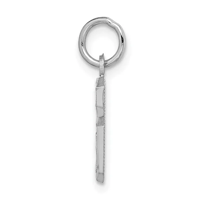 TreasureFineJewelers 14k White Gold Small Brushed Diamondcut Number 6 Charm Charm Necklaces