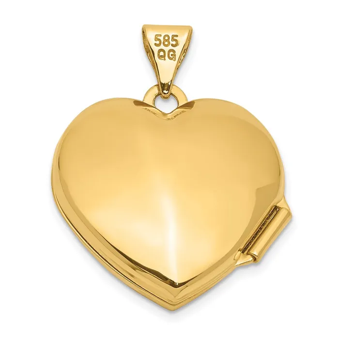 TreasureFineJewelers 14k Yellow Gold 18mm Polished HeartShaped Floral Locket Rings