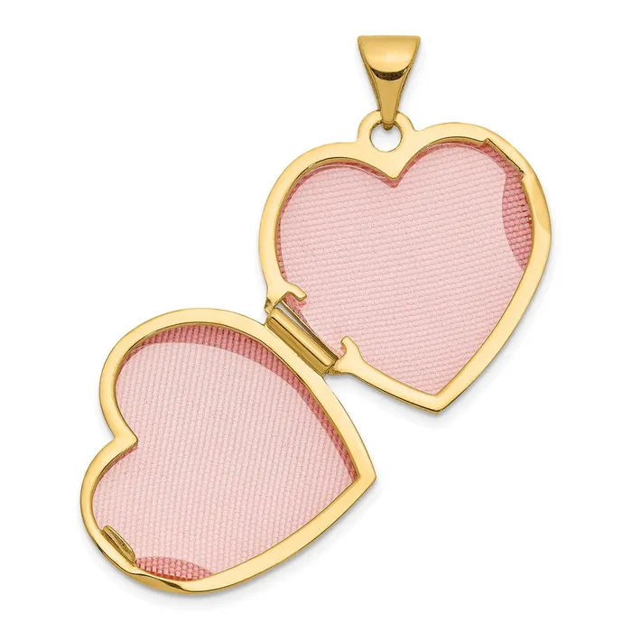TreasureFineJewelers 14k Yellow Gold 18mm Polished HeartShaped Floral Locket Rings