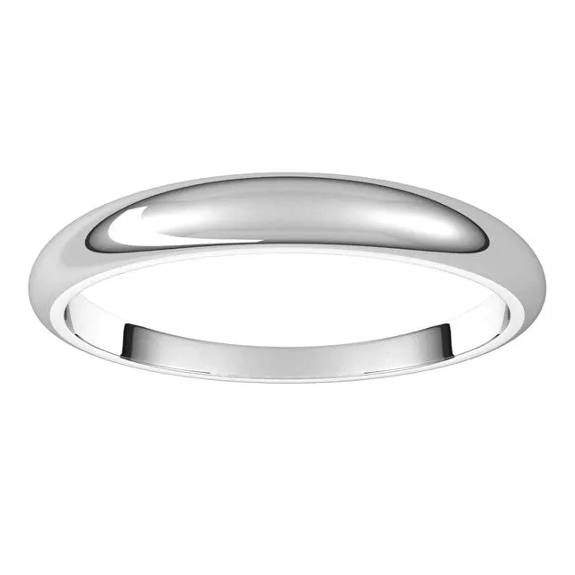 TreasureFineJewelers 18K White Gold 3 mm Half Round Tapered Wedding Band Rings