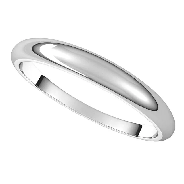 TreasureFineJewelers 18K White Gold 3 mm Half Round Tapered Wedding Band Rings