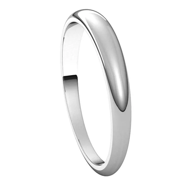 TreasureFineJewelers 18K White Gold 3 mm Half Round Tapered Wedding Band Rings