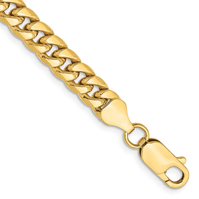 TreasureFineJewelers Bracelets 14K 8 inch 6mm SemiSolid Miami Cuban with Lobster Clasp Bracelet TreasureFineJewelers Bracelets 14K 8 inch 6mm SemiSolid Miami Cuban with Lobster Clasp Bracelet