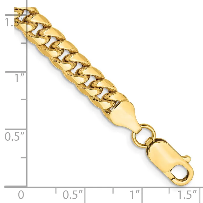 TreasureFineJewelers Bracelets 14K 8 inch 6mm SemiSolid Miami Cuban with Lobster Clasp Bracelet