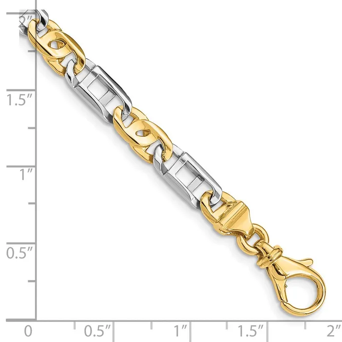 TreasureFineJewelers Bracelets 14K Twotone 85 inch 55mm Hand Polished Fancy Link with Fancy Lobster Clasp Bracelet