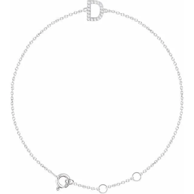 TreasureFineJewelers Bracelets 14K White 06 CTW Diamond Initial D 67 Bracelet