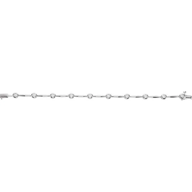 TreasureFineJewelers Bracelets 14K White Gold 1 CTW Natural Diamond Line 7 12 Bracelet