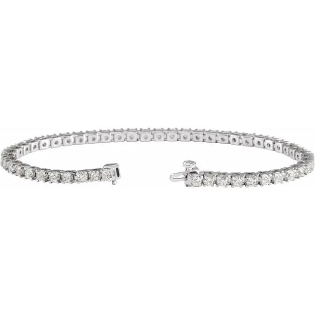 TreasureFineJewelers Bracelets 14K White Gold 4 CTW LabGrown Diamond Line 7 14 Bracelet