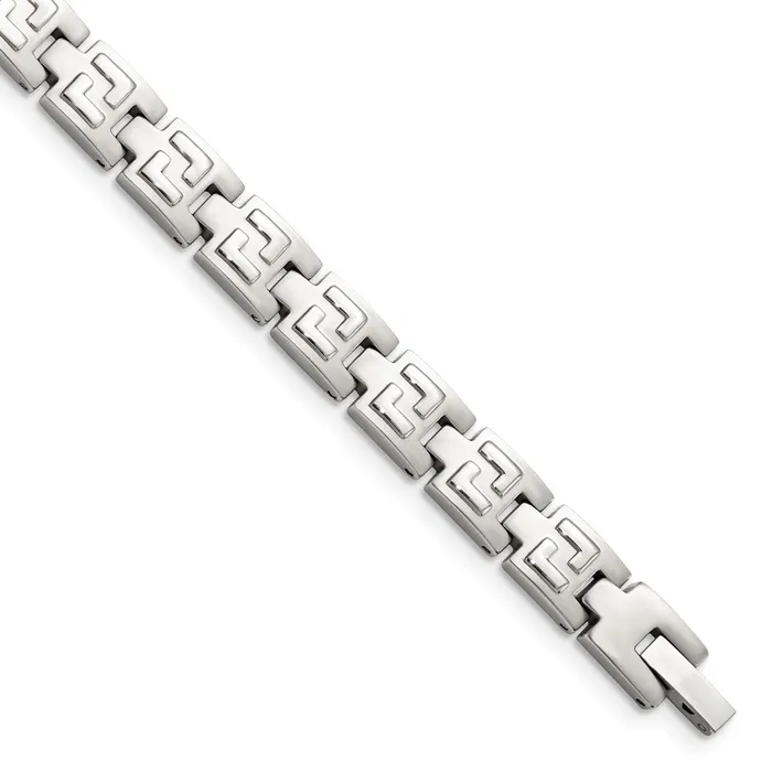 TreasureFineJewelers Bracelets Chisel Stainless Steel Brushed and Polished 85 inch Link Bracelet TreasureFineJewelers Bracelets Chisel Stainless Steel Brushed and Polished 85 inch Link Bracelet
