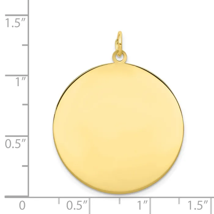 TreasureFineJewelers Charm Necklaces 10K Plain 018 Gauge Circular Engravable Disc Charm