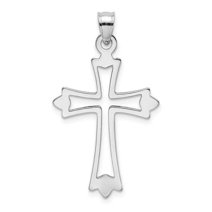 TreasureFineJewelers Charm Necklaces 10K White Gold Polished CutOut Cross Charm TreasureFineJewelers Charm Necklaces 10K White Gold Polished CutOut Cross Charm