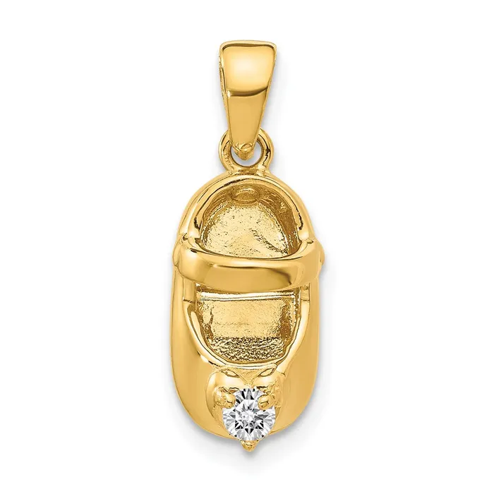 TreasureFineJewelers Charm Necklaces 14k 3D AprilSynthetic Stone Engraveable Baby Shoe Charm TreasureFineJewelers Charm Necklaces 14k 3D AprilSynthetic Stone Engraveable Baby Shoe Charm
