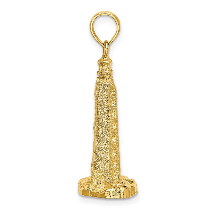 TreasureFineJewelers Charm Necklaces 14K 3D Cape Henlopen Lighthouse De Charm
