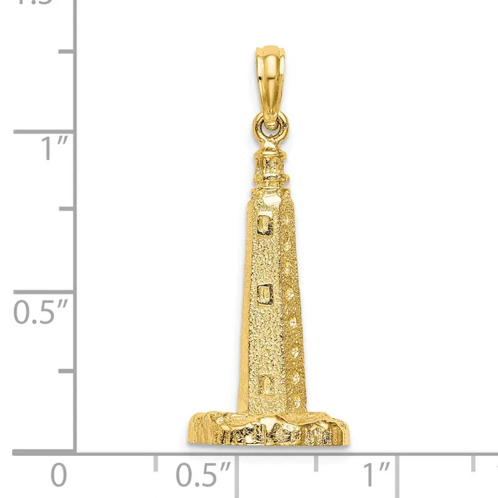 TreasureFineJewelers Charm Necklaces 14K 3D Cape Henlopen Lighthouse De Charm