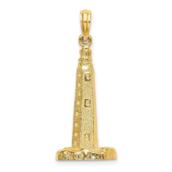 TreasureFineJewelers Charm Necklaces 14K 3D Cape Henlopen Lighthouse De Charm