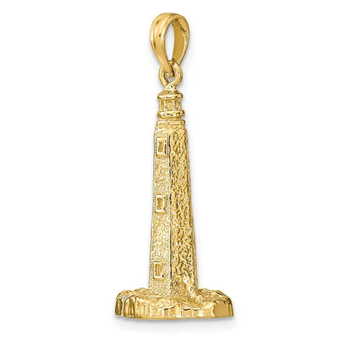 TreasureFineJewelers Charm Necklaces 14K 3D Cape Henlopen Lighthouse De Charm