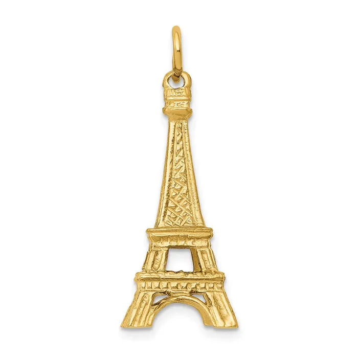 TreasureFineJewelers Charm Necklaces 14K 3D Eiffel Tower Charm
