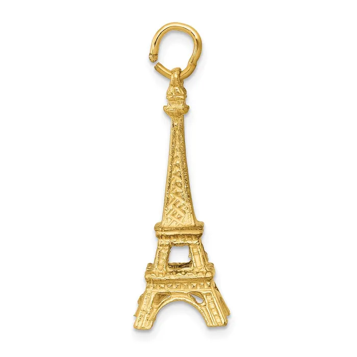 TreasureFineJewelers Charm Necklaces 14K 3D Eiffel Tower Charm