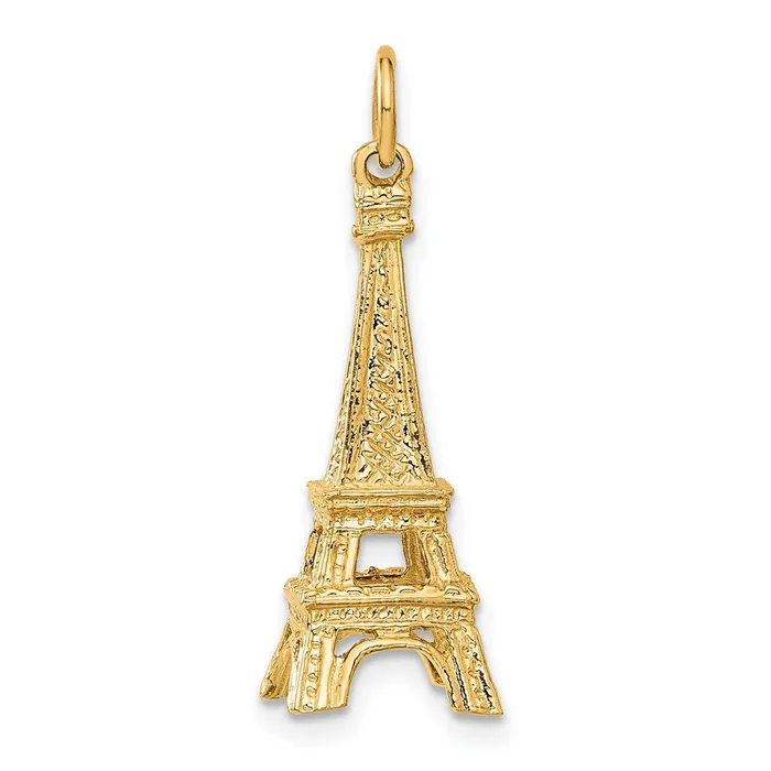 TreasureFineJewelers Charm Necklaces 14K 3D Eiffel Tower Charm