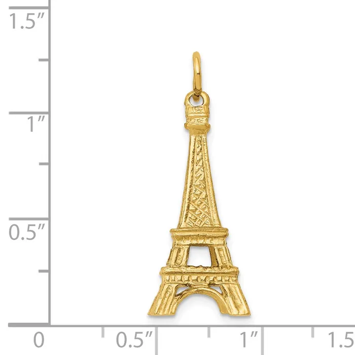 TreasureFineJewelers Charm Necklaces 14K 3D Eiffel Tower Charm