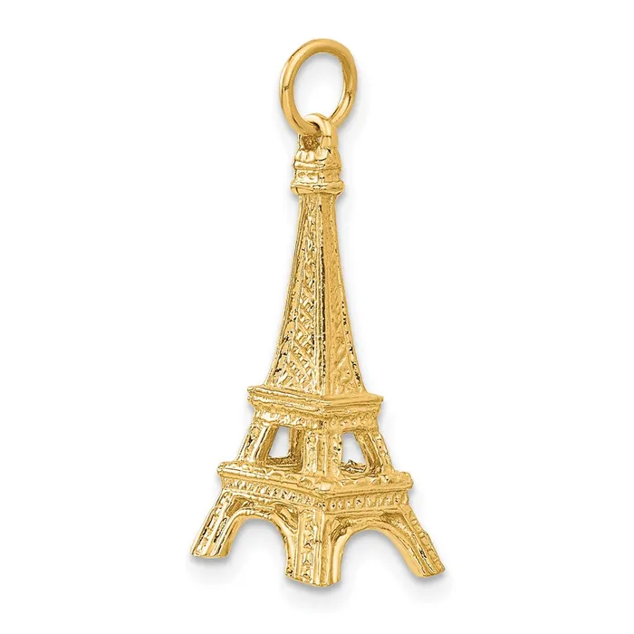 TreasureFineJewelers Charm Necklaces 14K 3D Eiffel Tower Charm
