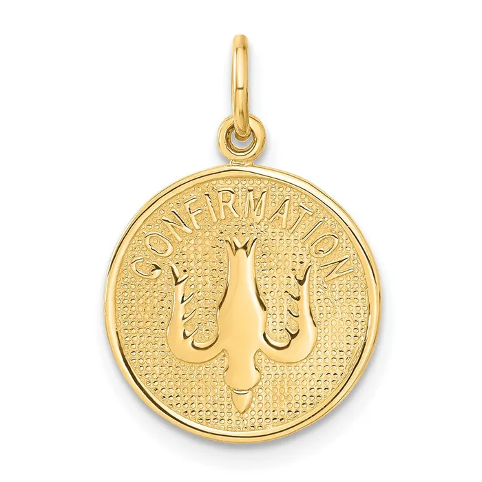 TreasureFineJewelers Charm Necklaces 14k Confirmation wDove Medal Charm