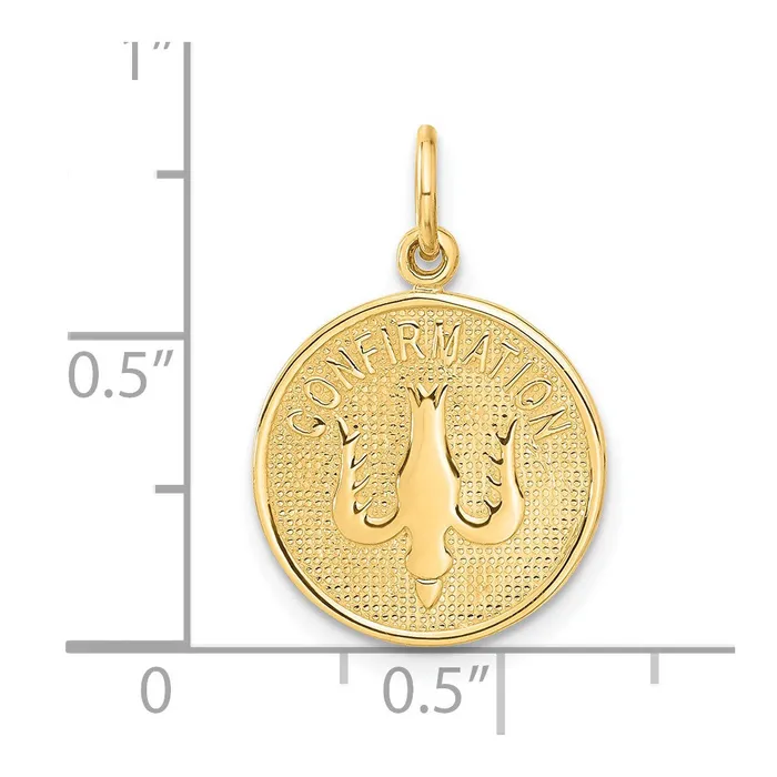 TreasureFineJewelers Charm Necklaces 14k Confirmation wDove Medal Charm