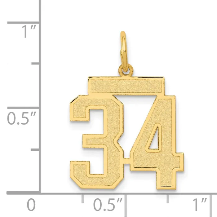 TreasureFineJewelers Charm Necklaces 14k Medium Satin Number 34 Charm
