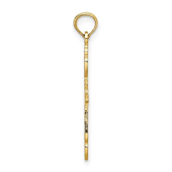 TreasureFineJewelers Charm Necklaces 14K Polished and CutOut Cross Charm
