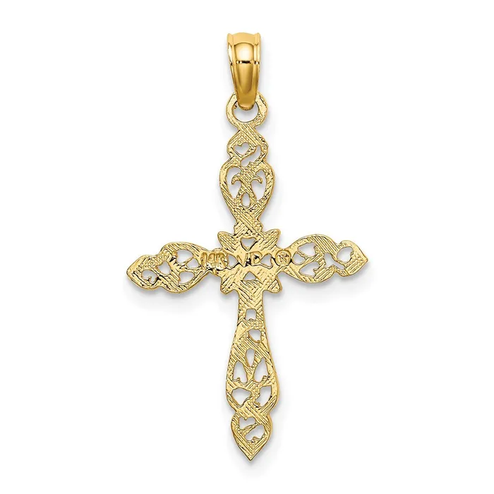 TreasureFineJewelers Charm Necklaces 14K Polished and CutOut Cross Charm